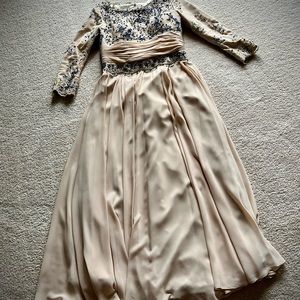 Formal dress, beige/off-white/blue/royal blue embellishments sequence wedding